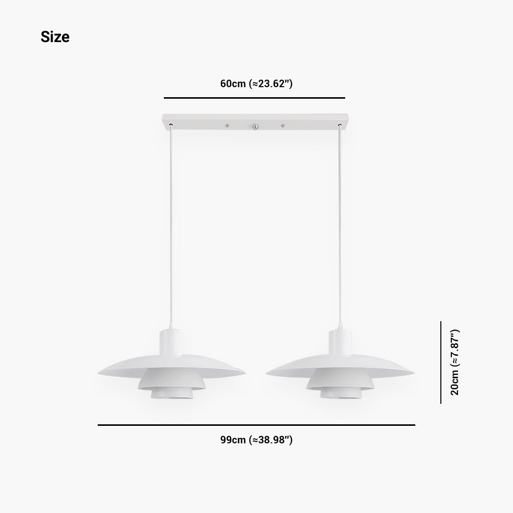Suspension moderne iconique en aluminium avec 3 abat-jours pour salle à manger, blanc