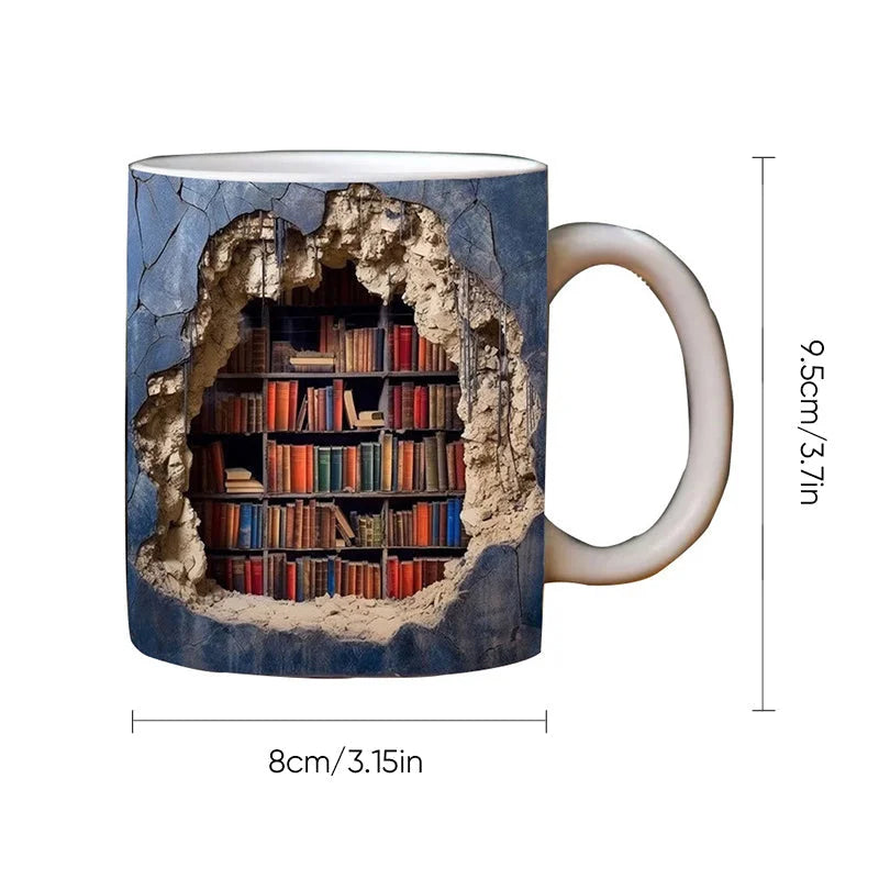 Tasse Bibliothèque 3D, Cadeau de Tasses à Café pour les Amoureux des Livres