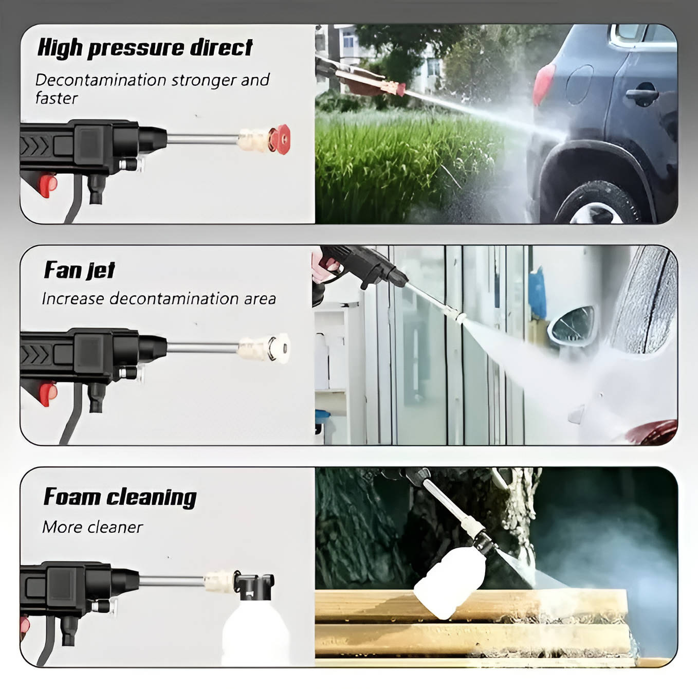 Ensemble de Pistolet à Eau Haute Pression Portable Sans Fil | Idéal pour Nettoyer les Voitures, Terrasses et Mobilier de Jardin