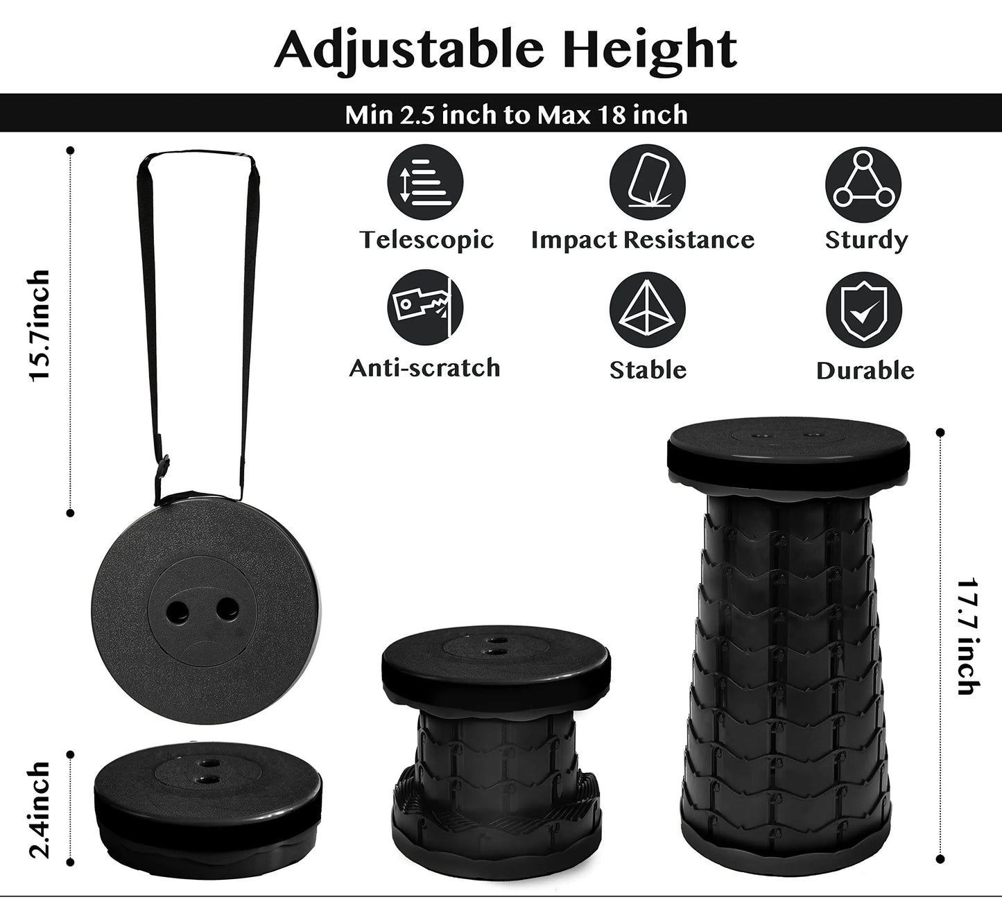 Tabouret télescopique pliable