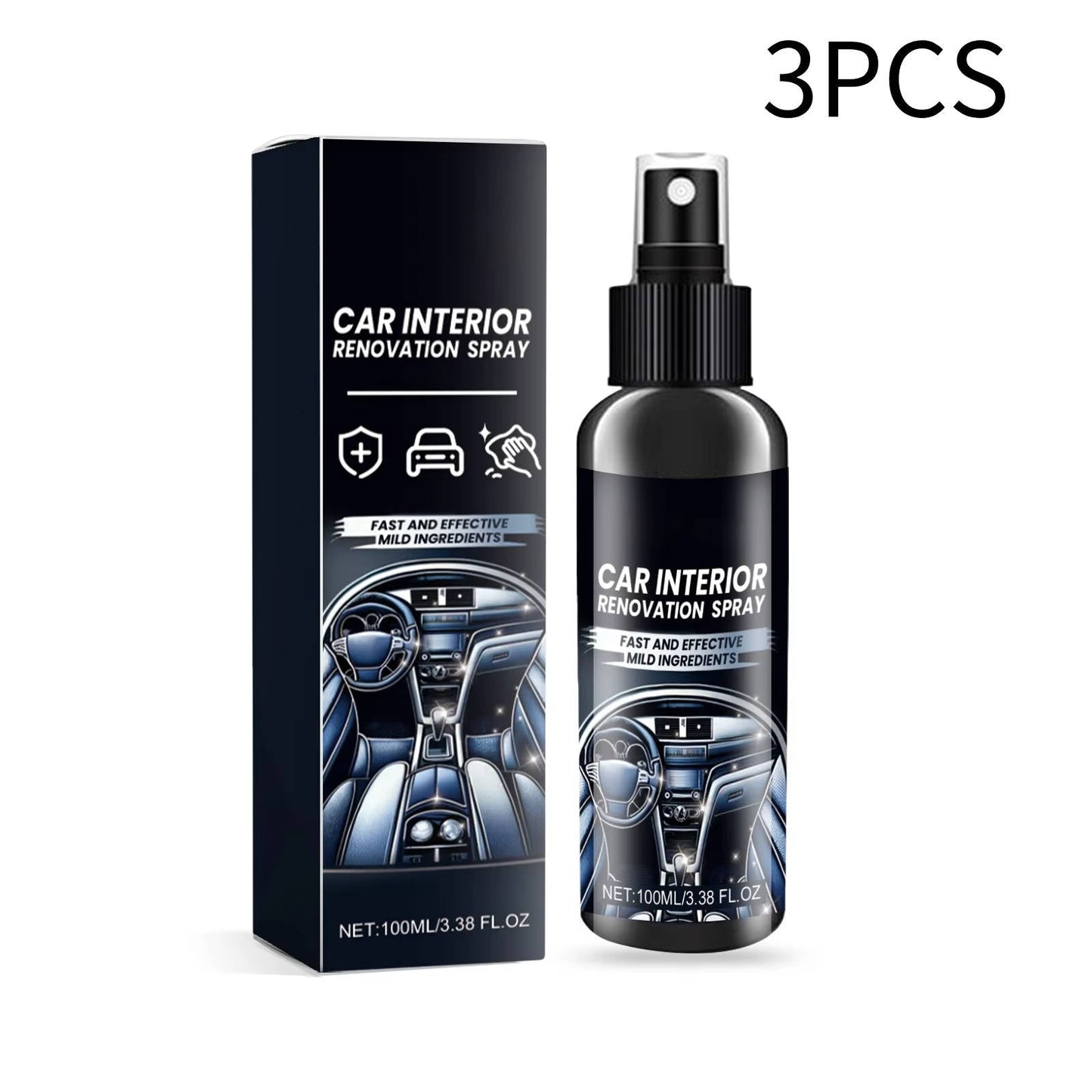 Set de 3 Nettoyants Professionnels pour Intérieur de Voiture