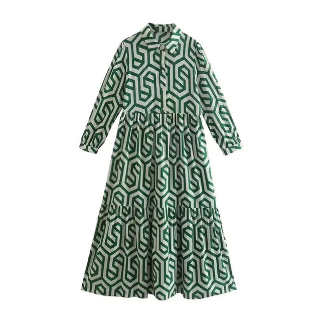 Ottilia | Robe à manches longues avec motif géométrique