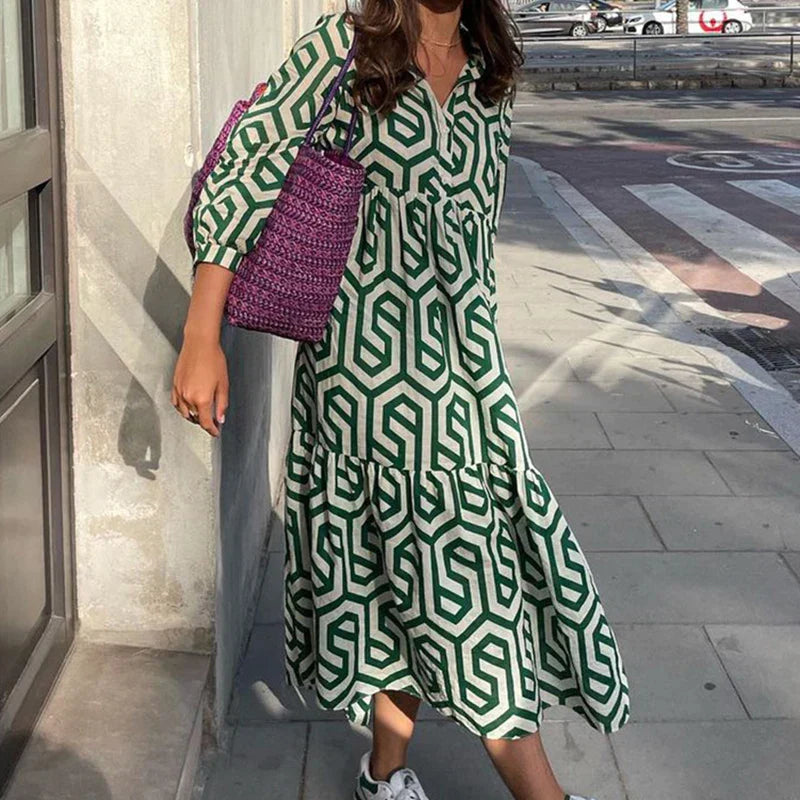 Ottilia | Robe à manches longues avec motif géométrique
