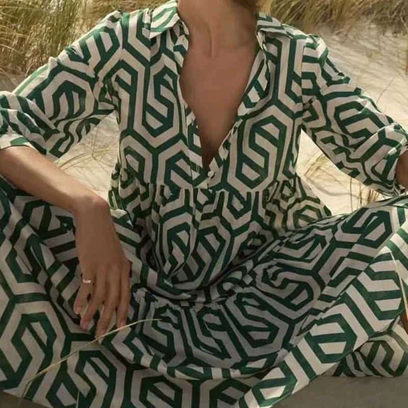 Ottilia | Robe à manches longues avec motif géométrique