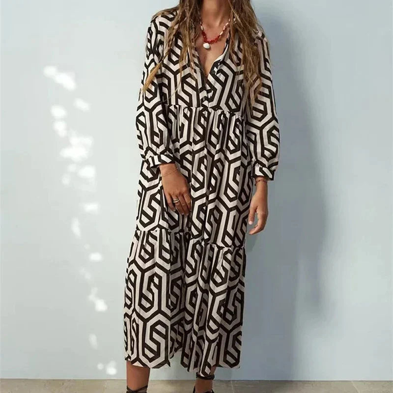 Ottilia | Robe à manches longues avec motif géométrique
