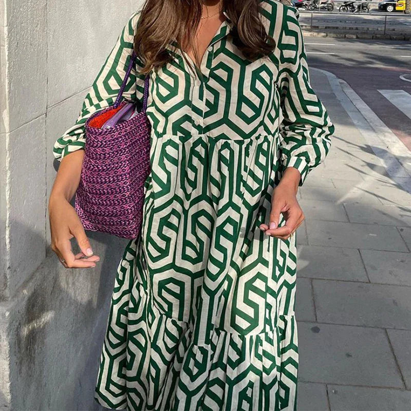 Ottilia | Robe à manches longues avec motif géométrique
