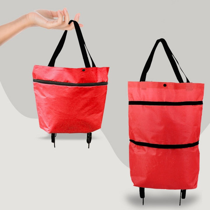 Sac de courses pliable 2-en-1 avec roues