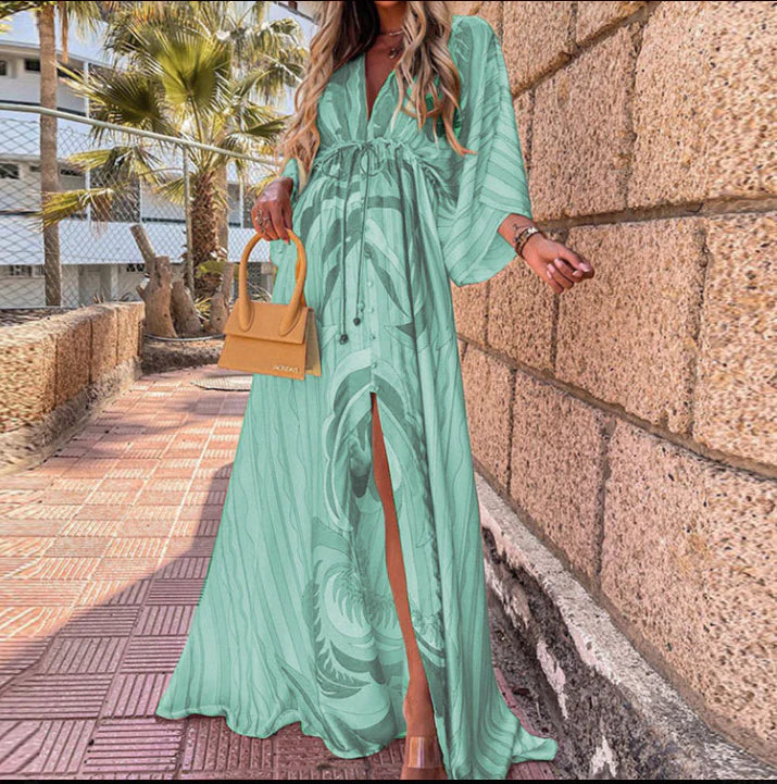 Robe Maxi à Décolleté en V avec Fente | Femme