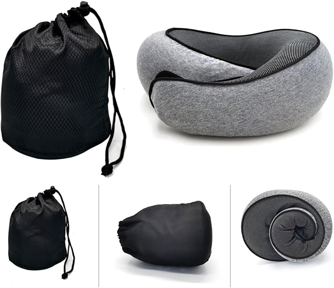 Coussin de Voyage Courbé en Mousse à Mémoire Style Escargot - en U, Portable, Coussin de Soutien Ajustable pour le Cou