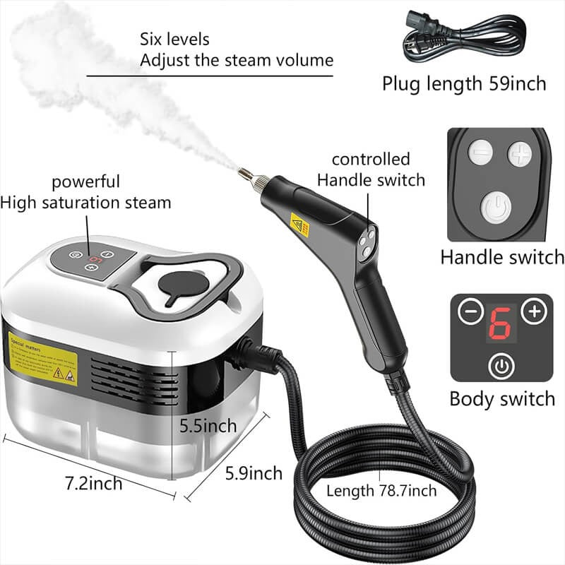 Nettoyeur à vapeur haute pression 2500W avec gants