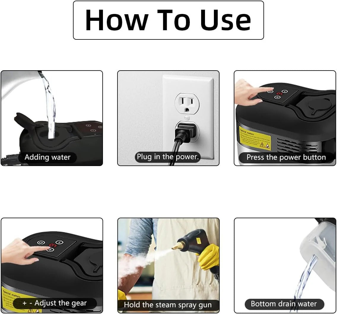 Nettoyeur à vapeur haute pression 2500W avec gants