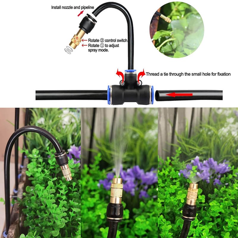 Kit d'irrigation goutte à goutte avec tuyau flexible à 360 degrés