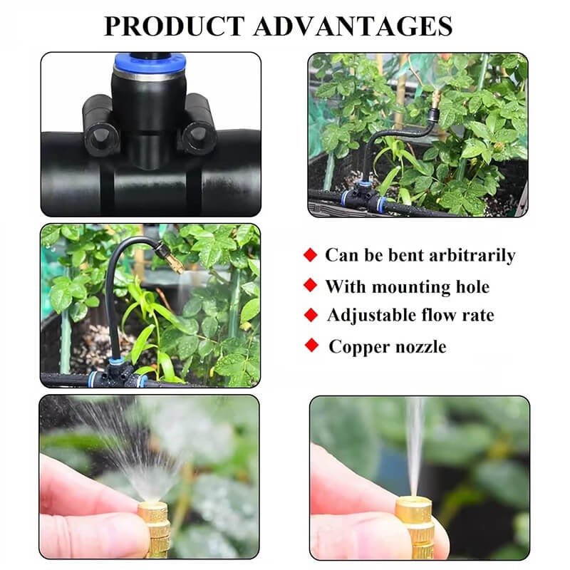 Kit d'irrigation goutte à goutte avec tuyau flexible à 360 degrés