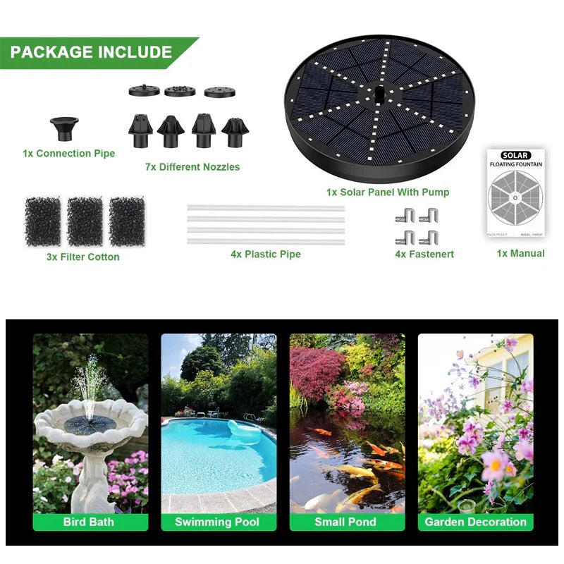 Fontaine Solaire avec 60 Lumières LED