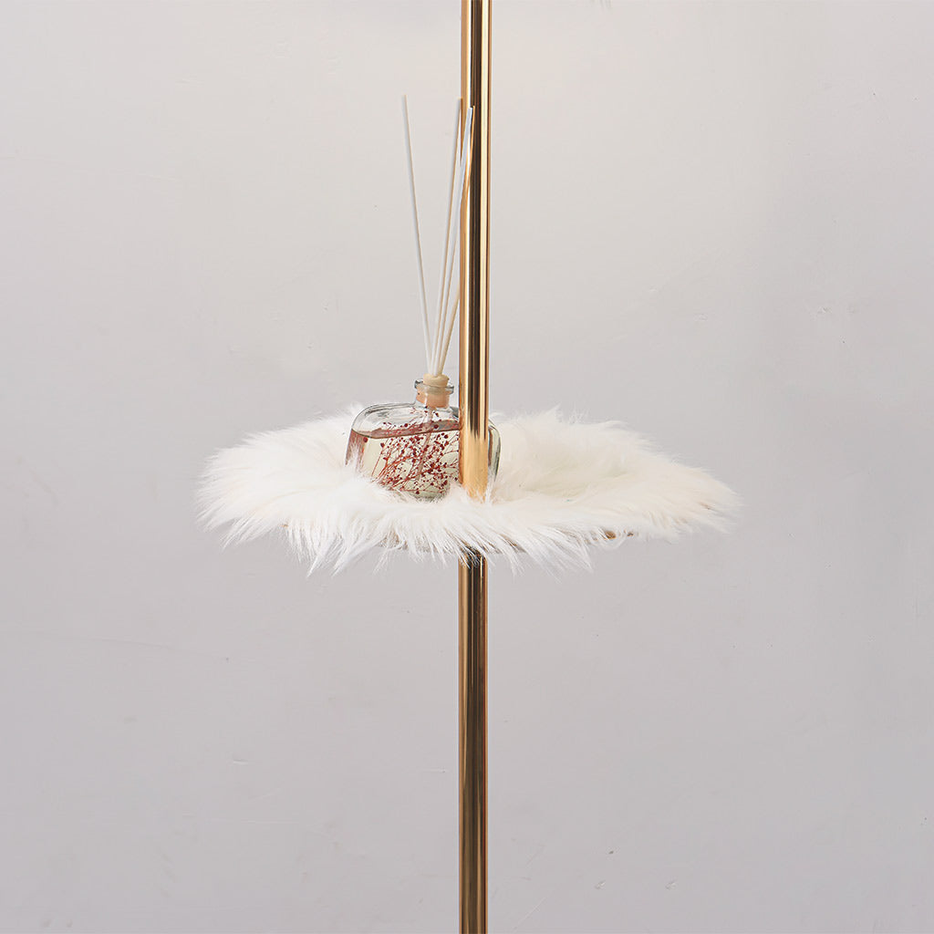 Lampe sur pied en plumes d'autruche avec plateau, scandinave, 3 couleurs