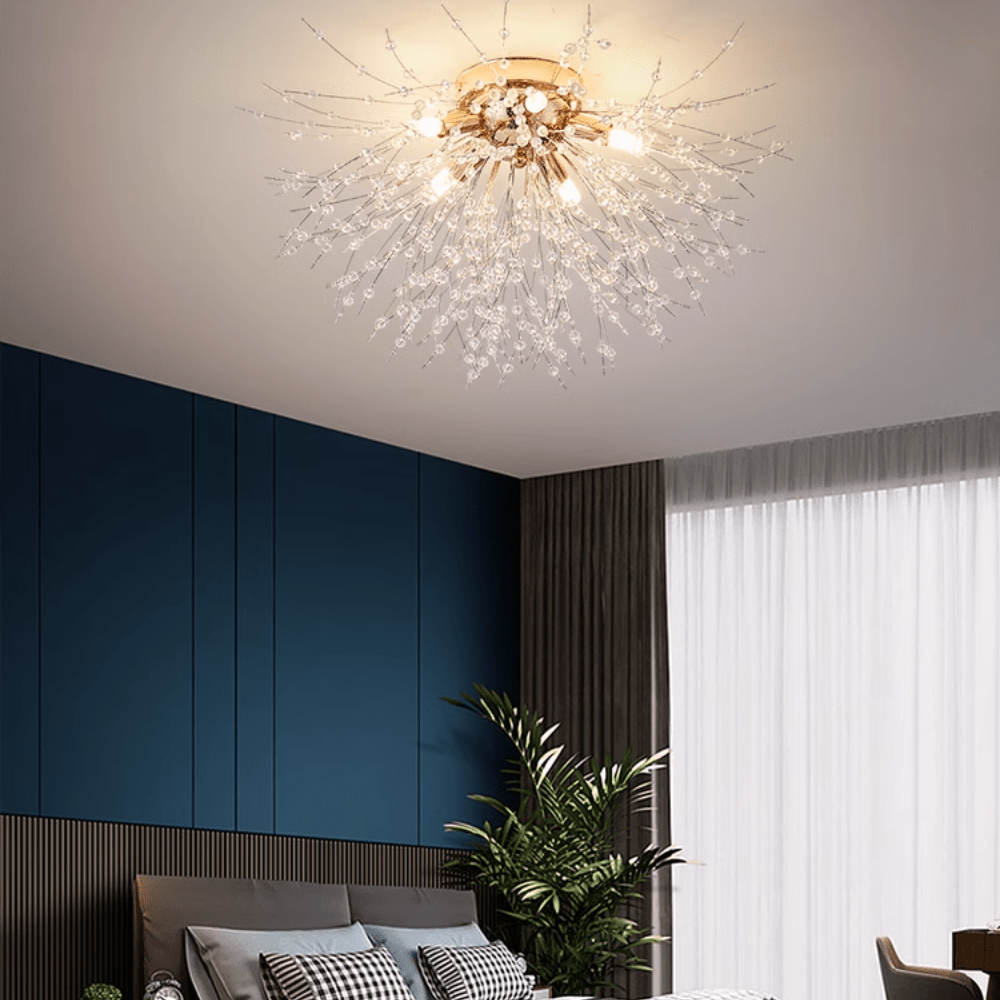OpalGleam | White and Gold LED Pendant Light for Bedroom and Dining Room