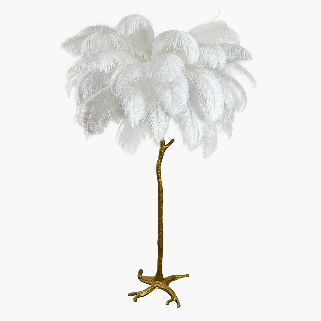 Lampe de sol en plumes d'autruche de luxe, 16 couleurs/résine