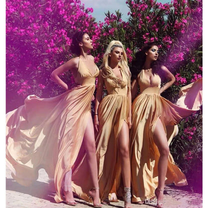 Maxi Dress with V-Neckline for Women | Slit