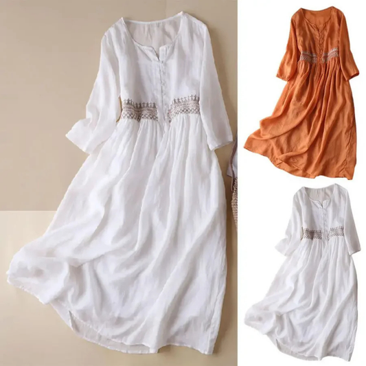 Wiktoria | Robe Midi Femme Brodée Style Ethnique
