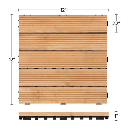 Dalles de Plancher en Bois pour Patio Extérieur Emboîtables 27Pcs