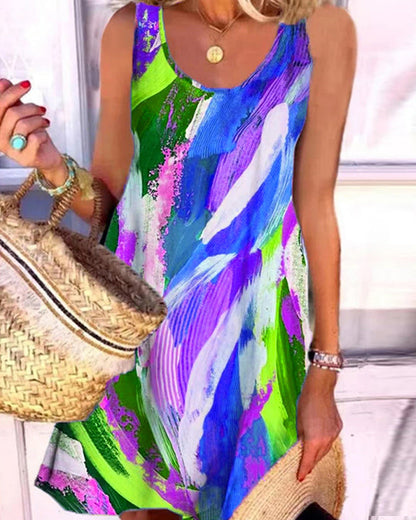 Lala | Sleeveless summer dress with colorful print for women