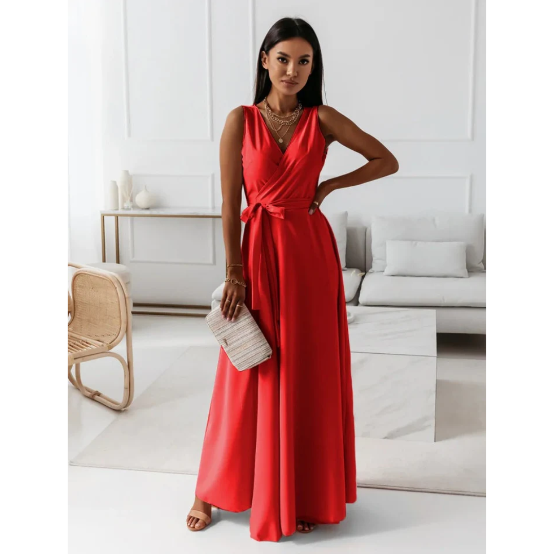 Robe sans manches à décolleté en V pour femmes | Maxi