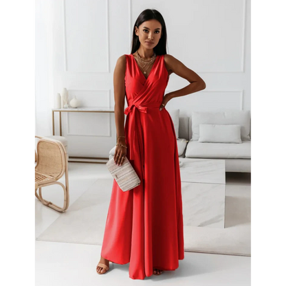 Robe sans manches à décolleté en V pour femmes | Maxi