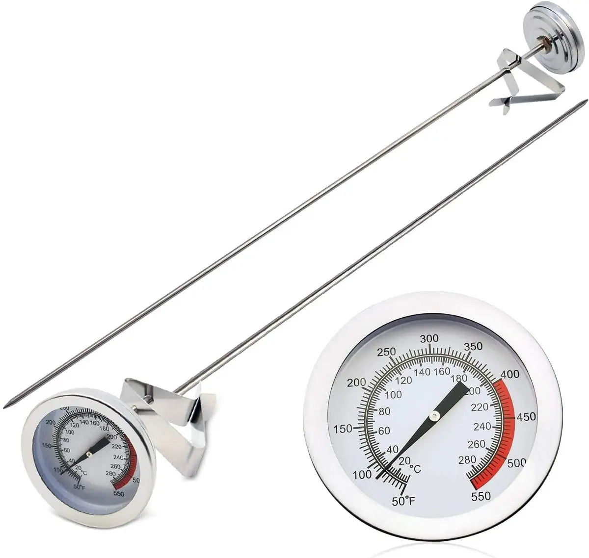 Thermomètre à Friture en Acier Inoxydable avec Longue Sonde