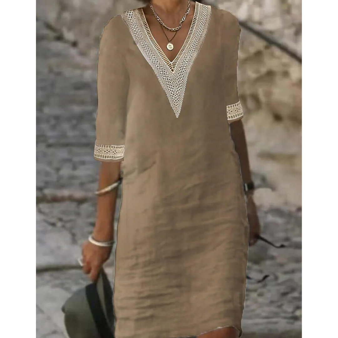 Robe Élégante à Décolleté en V | Midi