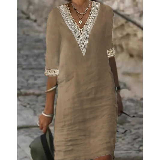 Robe Élégante à Décolleté en V | Midi