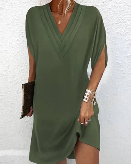 Valerie | Robe Premium Froncée avec Décolleté en V