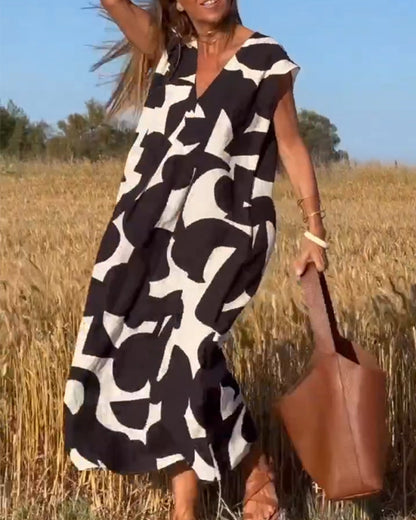 Amara™ - Robe maxi imprimée avec décolleté en V