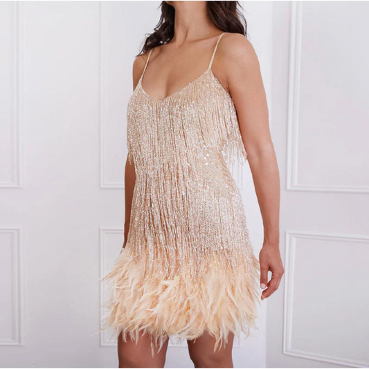 Callista | Sequined and Feather Dress for Women