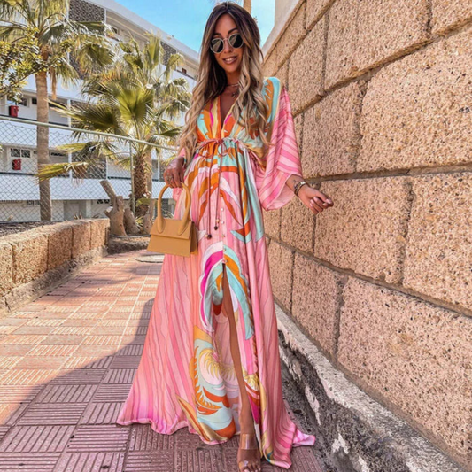Robe Maxi à Décolleté en V et Fente | Ouverte