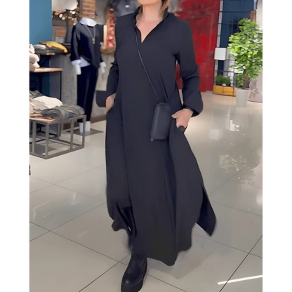 Maxi Dress with V-Neck for Women | Loose Fit