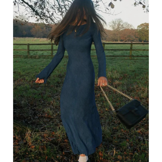 Maxi Dress with Trumpet Sleeves for Women