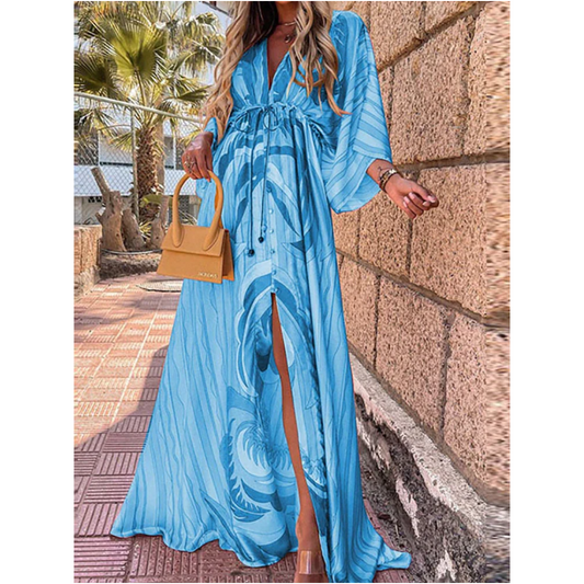 Robe Maxi à Décolleté en V et Fente | Ouverte