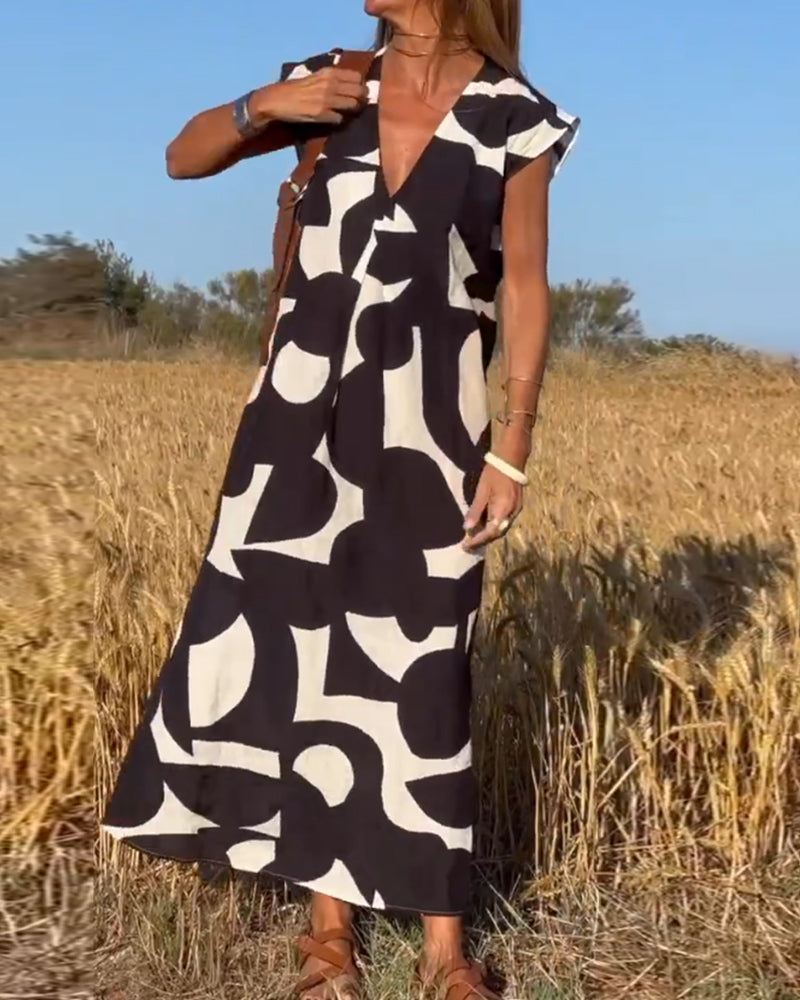 Amara™ - Robe maxi imprimée avec décolleté en V