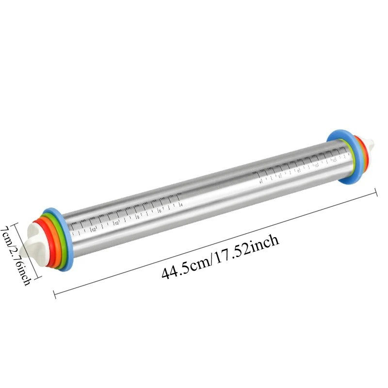 Adjustable rolling pin with rings