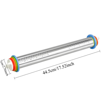 Adjustable rolling pin with rings