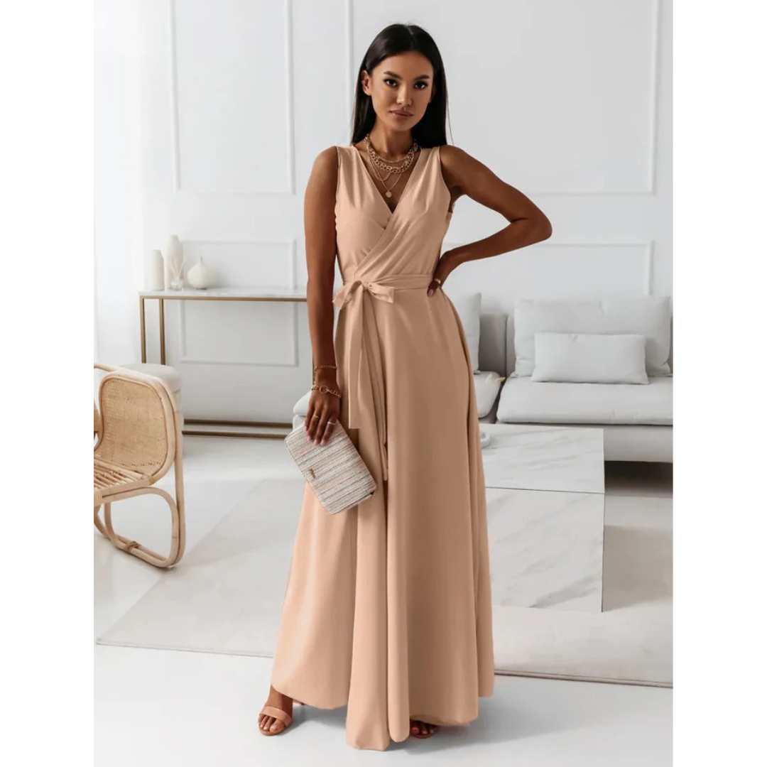 Robe sans manches à décolleté en V pour femmes | Maxi