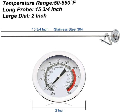 Thermomètre à Friture en Acier Inoxydable avec Longue Sonde