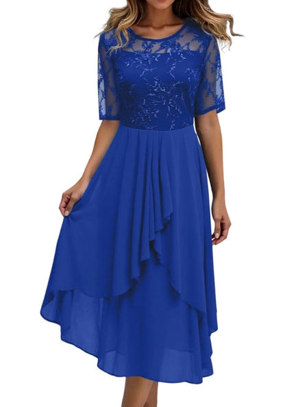 Women's dress with 3/4 sleeves and round neck | Mini