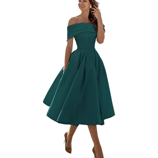 Robe Midi Plissée Sans Épaules pour Femmes