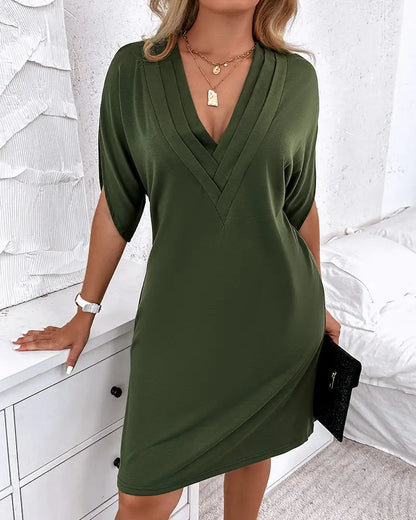 Valerie | Robe Premium Froncée avec Décolleté en V