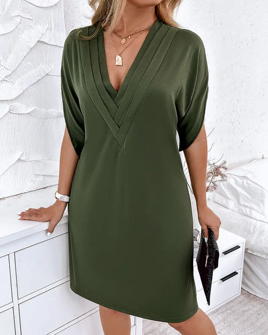 Valerie | Robe Premium Froncée avec Décolleté en V