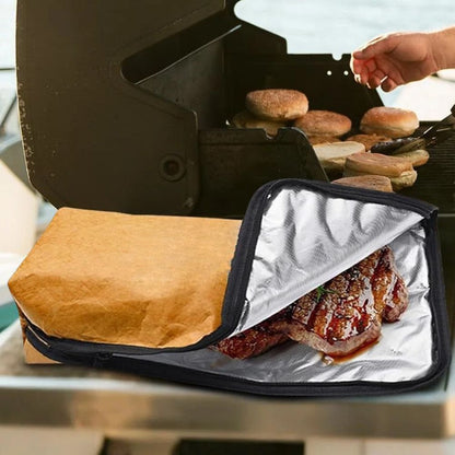 Insulated blanket bag for BBQ meat resting with handle