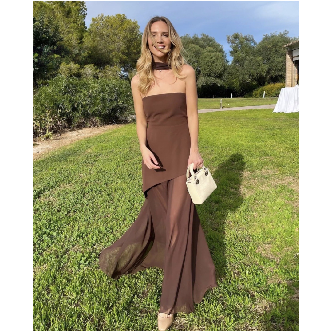 Elegant Guest Wedding Dress with Shawl Collar Detail | Maxi