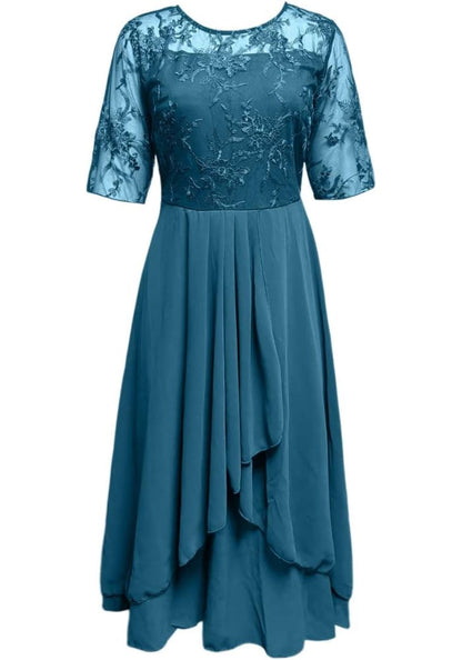 Women's dress with 3/4 sleeves and round neck | Mini