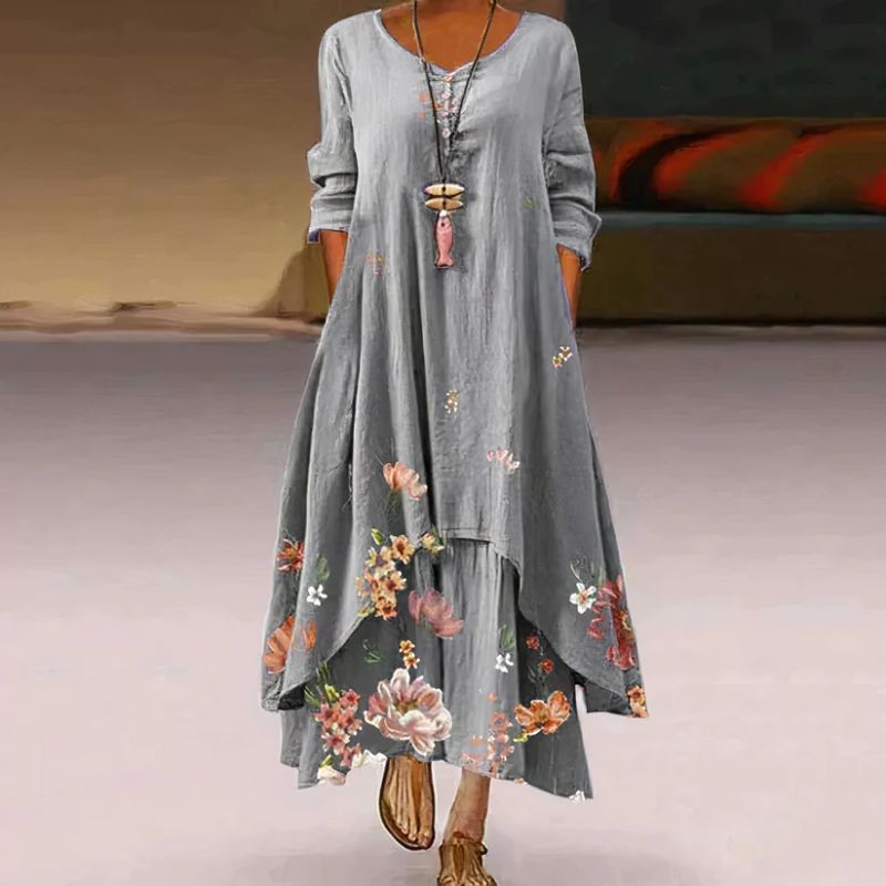 Robe Maxi à Fleurs à Manches Longues pour Femmes